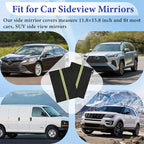 2Pcs Side Mirror Covers for Cars with Reflective Strip, Rear View Mirror Cover Protect from Snow, Winter Car Mirror Cover, Universal Fit for Cars, SUVs, Rearview Accessories with Drawstrings