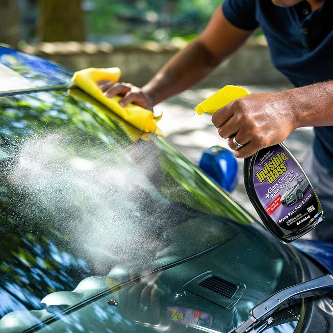 92184-4PK Glass Cleaner + Rain Repellent 2-in-1 Windshield and Window Spray, Cleans Auto Glass, Repels Rain, Sleet, Snow, Improves Wet Weather Visibility – 22 fl oz (Pack of 4)