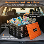 Trunk Organizer Plastic for Car, Orange | Collapsible Crate Storage, With Lid, Waterproof Bag, Optional Insulated Cooler, For SUV, Groceries, Camping
