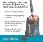TrimTrash Hanging Car Garbage Bag - Slim and Leakproof Car Trash Bag with Magnetic Closure and Storage Pocket - Attaches to Seat, Glovebox or Console
