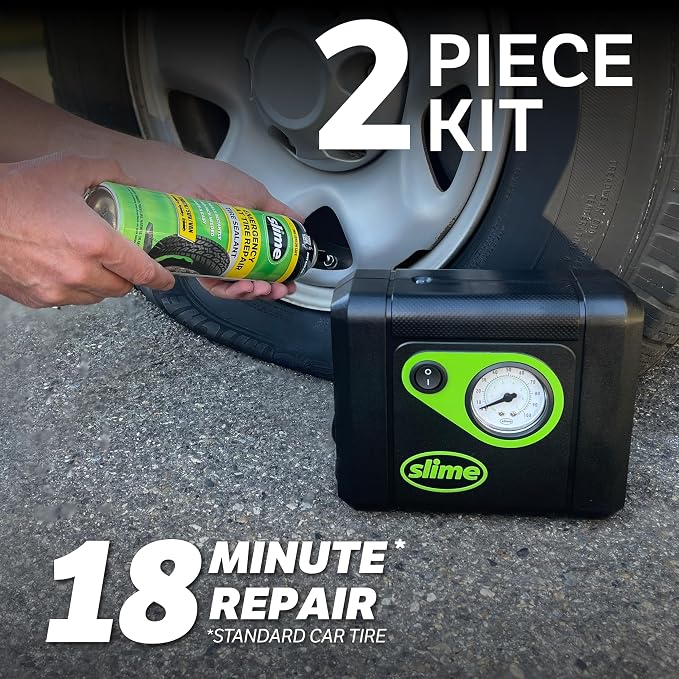 50166 Flat Tire Puncture Repair, Smart Spair Plus, Emergency Kit for Car Tires, Includes Sealant and Tire Inflator Pump, Suitable forTruck/SUV, 18 Min Fix