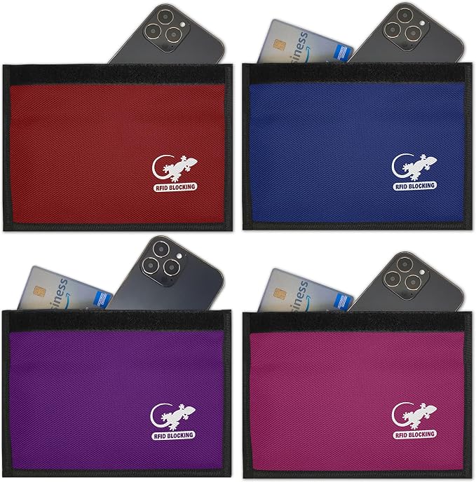 Faraday Bag for Phones & Key Fobs – RFID Shielding Privacy Pouch for Electronic Device Storage, Faraday Sleeve Variety Color Bundle (4 PACK - RAINBOW)