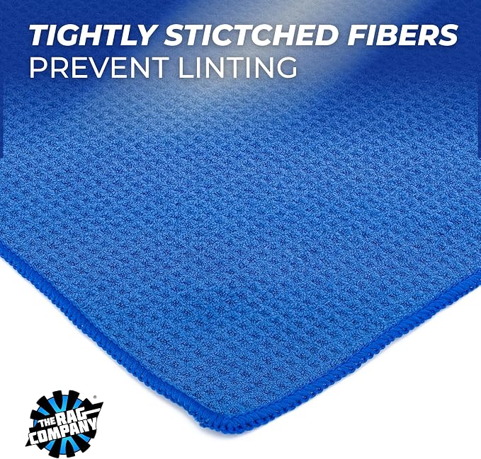 Standard Waffle Weave Microfiber Towels (2-Pack) Detailing, Window, Glass and Drying, Wax & Polish, Lint-Free, Streak-Free, 370gsm, 16in x 24in, Royal Blue
