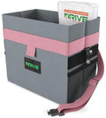 Auto Car Trash Can - Leakproof, Hanging Garbage Bin with 20 Trash Bags and Pink Adjustable Strap - Truck & Car Accessories for Men and Women - Grey with No Lid