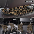 Car Headrest Purse Hanger Abstract Gold Glitter Leopard 1 Pack Bag Purse Holder for Car Premium Leather Double Metal Hook for Handbags, Grocery Bags and Phones