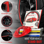 PROTECTiQ PRO Universal Rim Protection Trim - Curb Rash Guard with Award-Winning Patented Design and Premium 3M Tape - Fits Up to 4X 24 Wheels, Cars, Trucks, SUVs - Red