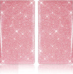 Car Registration and Insurance Card Holder, Vehicle License Document Glove Box Compartment Organizer, Interior Car Accessories for Women Men (Glitter Pink)