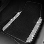 Bling Diamond Car Mats Shining Carpet Crystal Rhinestones Sparkly Glitter Floor Mats with Anti-Slip PVC Heel Pad Universal for Automotive SUV, Sedan, Van, 3pcs for Girl Women, Black Silver