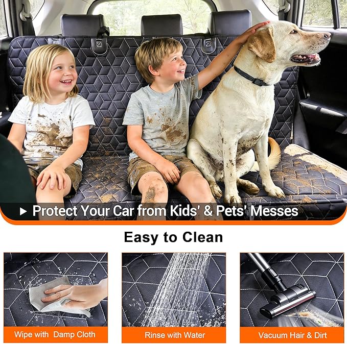 Dog Car Seat Cover for Back Seat, Waterproof Non-Slip Bench Protector for Dogs, Durable 600D Scratch Proof Seat Cover for Hair, Scratches, Travel and Daily Use in Mid-Size Cars, Mid-Size SUVs