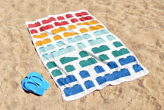 Children Beach Towel - 100% Cotton Super Soft Absorbent Bath Towel, 28" x 58" Inch Lightweight for Travel, Official Licensed Product, Multi - LEGO®