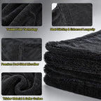 3 Pack Car Drying Towel, 1200GSM Microfiber Towels for Cars | 24 x 36 Inch & 12 x 12 Inch Super Absorbent Detailing Towels Dual Sided Streak-Free Twisted Loop for Auto SUV Truck Boat Home