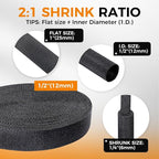 Black 2:1 Ratio Automotive Heat Shrink Braided Sleeving,Wear-Resistant Flat Woven Shrinkable Sleeve Fabric Car Cable Wires Hoses Protection (1/2"-26ft)