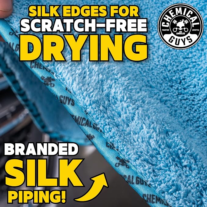 Woolly Mammoth Large Microfiber Drying Towel - 36 x 25 Inch Blue, Ultra Plush Super Absorbent Car Drying Towel for Cars, Trucks, SUVs, Motorcycles, RVs, and Auto Detailing