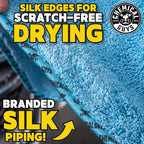 Woolly Mammoth Large Microfiber Drying Towel - 36 x 25 Inch Blue, Ultra Plush Super Absorbent Car Drying Towel for Cars, Trucks, SUVs, Motorcycles, RVs, and Auto Detailing