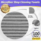 Microfiber Cleaning Cloth, 100 Pack Cleaning Rags Microfiber Towel Bulk Absorbent Lint-Free WashCloths, All-Purpose Towels for Cars, Shop, Automotive, Garage, Home Kitchen 11.5"*11.5", Grey
