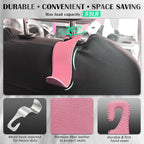Car Seat Headrest Hook Universal Vehicle Storage Hanger Leather with Metal Car Seat Back Organizer for Handbag Purse Coat Pink 4 Pack