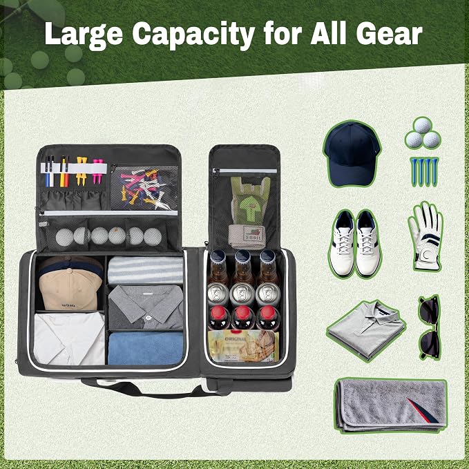 2 Layer Golf Trunk Organizer with Bottom Shoe Space, Golf Car Locker for Men & Women, Holds 2-3 Shoes, Balls, Tees, Cap, Gloves and Clothes (Patenting Design)