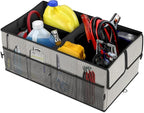 Foldable Car Trunk Organizer for SUV, 3-Compartment, Gray | with Removable Divider, Side Pockets and Securing Straps