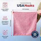 Microfiber Cleaning Cloth Light Pink - 12 Pcs 12.5"x12.5" - High Performance - 1200 Washes, Ultra Absorbent Towels Weave Grime & Liquid for Streak-Free Mirror Shine - Car Washing Cloth