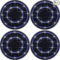 4PCS Bling Crystal Rhinestone Cup Holder Coaster, 2.75 inch Soft Silicone Anti-Slip Shockproof, Car Cup Holder Insert Coasters, Universal Car Interior Accessories for Women (Black & Blue)