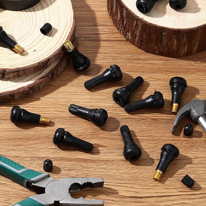 300 Pieces TR413 Valve Stems Tubeless Bulk Rubber Snap-in Valve Stems for 0.453 Inch Rim Holes, Black Standard Length Replacement Tool for Car Tubeless Replacement