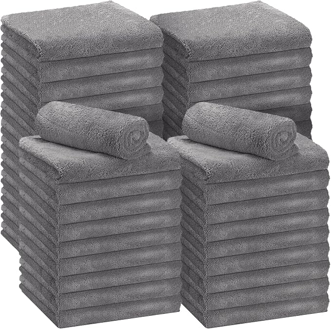 30 Pcs 16 x 16 Inch Microfiber Towels for Cars, 500 GSM Edgeless Plush Car Detailing Towels, Lint Free Scratch Free Cleaning Cloths for Drying, Washing, Polishing, Waxing, Auto & Home (Gray)