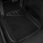 Waterproof Universal Fit Car Floor Mats, Faux Leather Car Carpet Mats, Black Car Mats with Anti-Slip Nibbs Backing & Driver Heel Pad Fit for SUV,Vans,sedans, Trucks,Set of 4pcs(All Black)