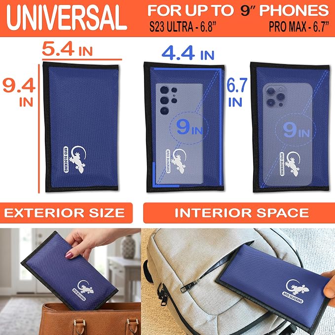 Blue Nylon Faraday Bag - Signal Blocker for Cell Phone, Car Key FOB, Data Privacy (BLUE - NYLON)