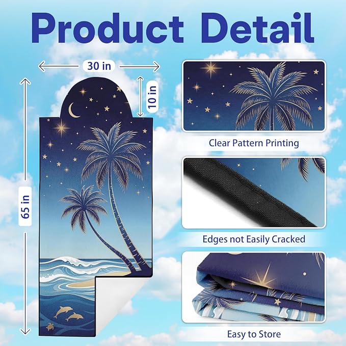 2 Pack Car Seat Towel Covers, Sweat-Proof Microfiber Seat Protectors for Gym, Running, Beach & Workout, Breathable Quick-Dry, Machine Washable, Starry Palm Sea Print, Universal Fit