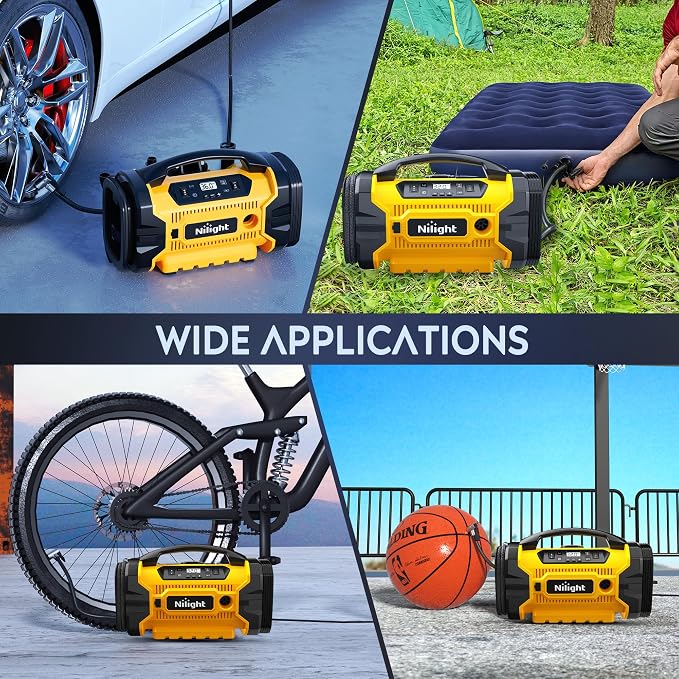 Portable Air Compressor Tire Inflator 3 Power Sources Pump 160PSI Dual Powerful Motors Fast Inflate Auto Shutoff for Cars & Inflatables Inflation/Deflation