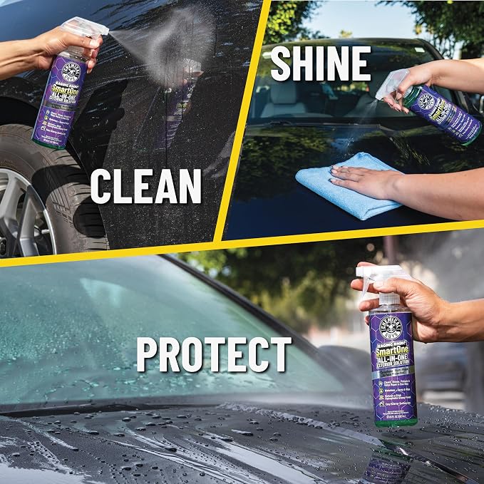 Quick Detailing Kit With Storage Bag, Raging Rhino SmartOne Exterior Spray, Interior Cleaner, Tire Shine, Microfiber Towels, And Applicators Giftable Car Care Set