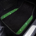 Shining Rhinestones Carpet, Bling Crystal Diamond Sparkly Glitter Car Floor Mats with Anti-Slip PVC Heel Pad Automotive Universal for SUV,Sedan,Car,Van,4pcs for Girl Women Green Diamond