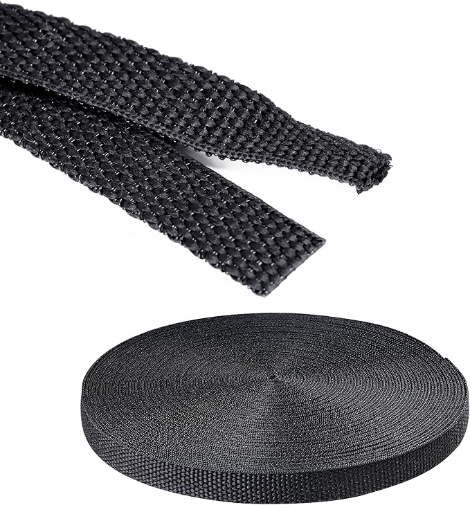 Black 2:1 Ratio Automotive Heat Shrink Braided Sleeving,Wear-Resistant Flat Woven Shrinkable Sleeve Fabric Car Cable Wires Hoses Protection (3/8"-50ft)