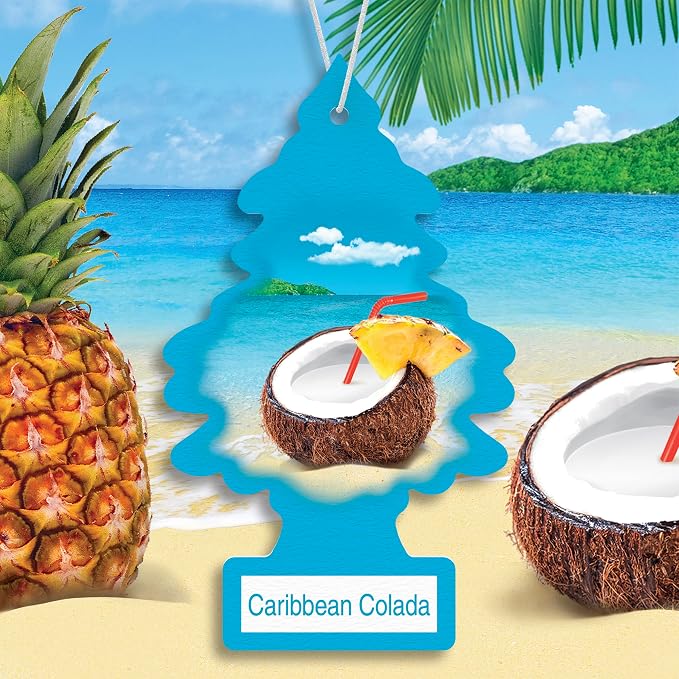 Car Air Freshener | Hanging Tree Provides Long Lasting Scent for Auto and Home | 24 Air Fresheners |Caribbean Colada