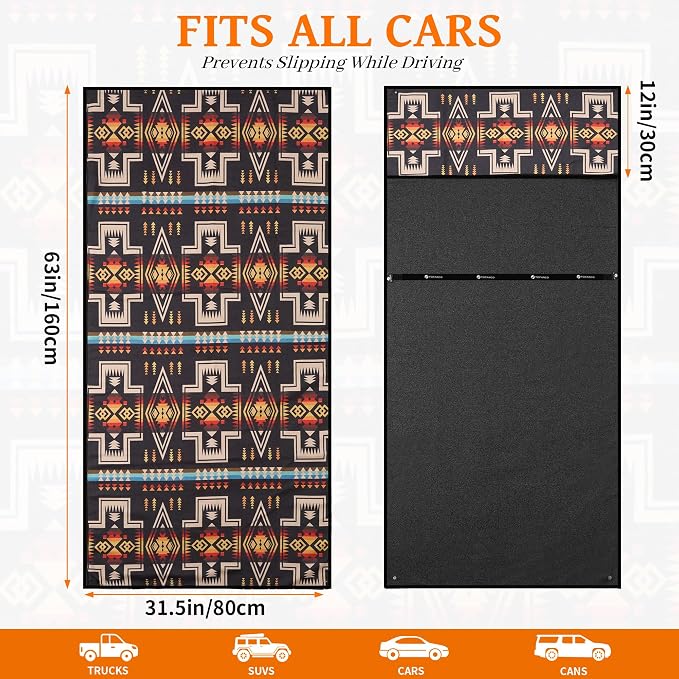 Car Seat Cover Towel for Front Seats Non-Slip with Headrest Pocket & Strap | Universal Fit for Cars Truck SUV|Car Seat Hoodie & Phocho Perfect After Gym Workout, Beach,Yoga and Running|Anti-dog Scratch