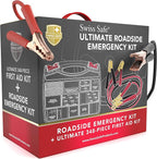 2-in-1 Car Emergency Kit | 12-FT Heavy-Duty Jumper Cables & 378-Piece Comprehensive Car First Aid Kit | Compact Roadside Auto Essentials for Vehicle Safety