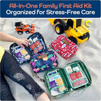 Keep Going Travel First Aid Kit for Kids – 130 Pc. for Car, Purse, Diaper Bag, Backpack, & Suitcase, with Latex-Free Bandages – 7 x 5 x 2 in. Travel First Aid Kit TSA-Approved