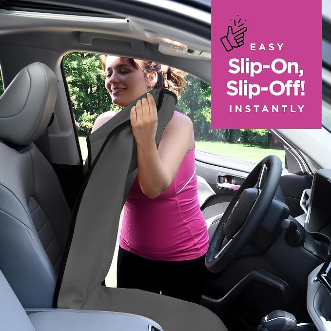 Car Seat Towel Cover for Post Gym Workout, Running and Swimming, 2 Pack Universal Fit Anti-Slip Waterproof Sweating Bucket Seat Protector for Cars, SUVs and Trucks, Grey