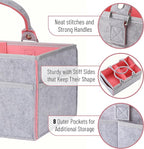 Mr. Pen- Baby Diaper Caddy Organizer, Gray, Pink Inside | Nursery Storage Bin and Car Organizer for Diapers and Baby Wipes