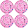 4PCS Bling Crystal Rhinestone Cup Holder Coaster, 2.75 inch Soft Silicone Anti-Slip Shockproof, Car Cup Holder Insert Coasters, Universal Car Interior Accessories for Women (Pink & Colorful)