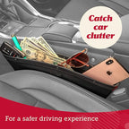 Car Seat Gap Organizer - Pack of 2 - Prevents Items Falling & Seat Gap Filler - Universal Fit 0.5"-2" Slots & Automotive Use - Easy Clean Design for Auto Accessories - Gray Faux Leather