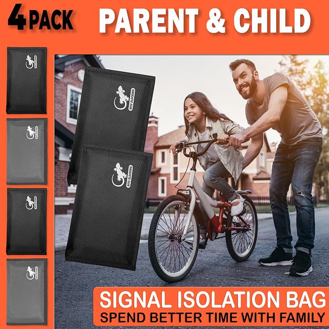 Faraday Bag Anti-Tracking GPS RFID Car Key Signal Blocker Wallet Shielding Pouch Protective Case for Cell Phone Car Key FOB, Data Privacy, Electronic Device Security (2 Pack - Black and Gray)