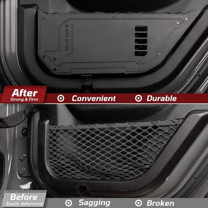 Metal Rear Door Pocket Storage Box Compatible with Jeep Wrangler JL JLU 4XE(2018-2026) & Gladiator JT(2020-2026), Door Side Insert Organizer Box Replaces The Weak Saggy Net -2PCS