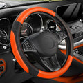 Steering Wheel Cover for Car, Standard Size 14.5-15 inch, Auto Interior Accessories, Black and Orange