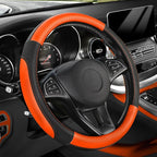 Steering Wheel Cover for Car, Standard Size 14.5-15 inch, Auto Interior Accessories, Black and Orange