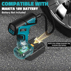 150PSI Tire Inflator Portable Air Compressor: Cordless Air Pump Compatible with Makita 18V Battery - Car Tire Pump with Digital Pressure Gauge & LED Light for Auto, Motorcycles (Tool Only)