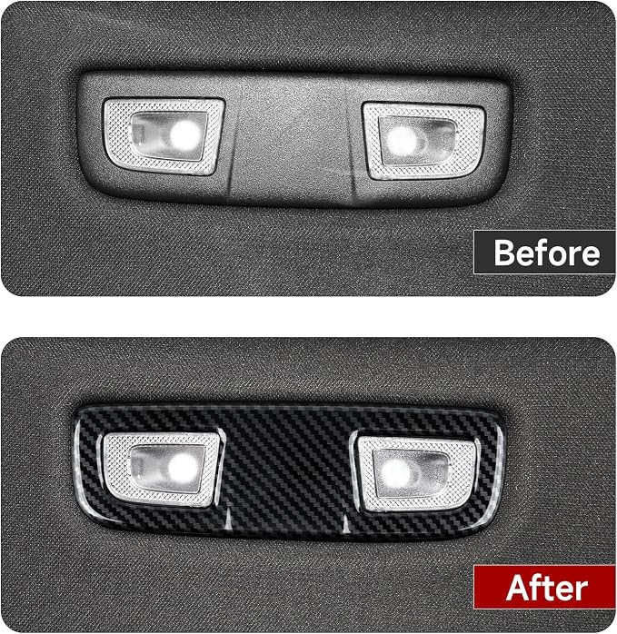 Car ABS Rear Roof Reading Light Lamp Trim Carbon Fiber Interior Decal for 2019-2025 Chevy Silverado | for GMC Sierra 1500 2500 3500 HD 2019-2021 Accessories