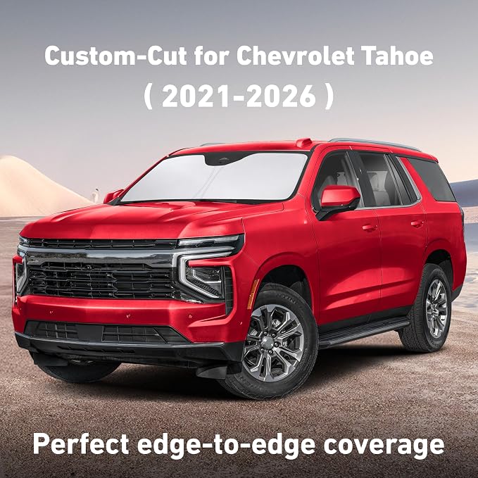 Windshield Sunshade Compatible for Chevrolet Tahoe 2021-2024 2025 2026, Sun Visor for Front Windshield & Window Sun Shade Cover, UV Heat Blocker & Protector, Car Accessories