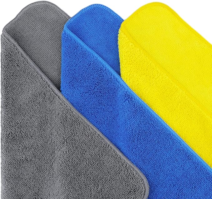 Premium Microfiber Cleaning Towel,16x16 in 36 Pack (Blue,Gray,Yellow)