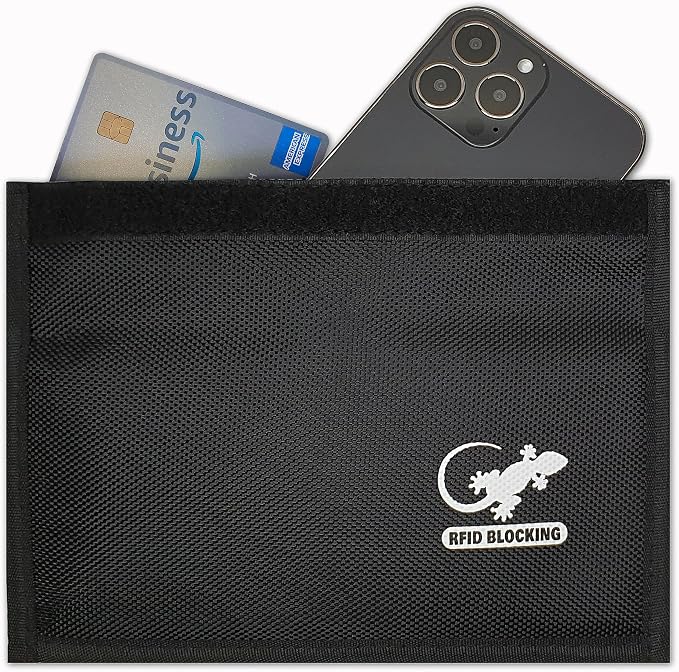 RFID Faraday Bag - GPS, RFID, and EMP Signal Blocker | Nylon Shielding Pouch for Cell Phone Privacy, Car Key FOB Protection, and Electronic Device Security (BLACK - NYLON)